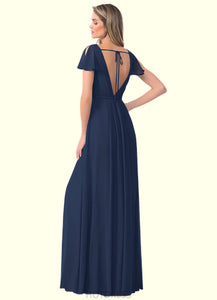 Amirah A-Line Ruched Chiffon Floor-Length Dress P0019660