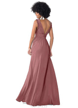 Load image into Gallery viewer, Jaycee A-Line/Princess Natural Waist V-Neck Sleeveless Floor Length Bridesmaid Dresses