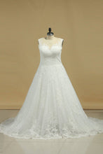 Load image into Gallery viewer, Wedding Dresses A Line V Neck With Applique Chapel Train
