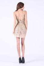 Load image into Gallery viewer, Homecoming Dresses Scoop Beaded Bodice Chiffon Open Back