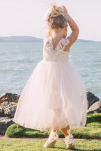 Load image into Gallery viewer, Cap Sleeves Lace Top Tulle Skirt Flower Girl Dresses, Beach Cute Little Girl Dresses SJS15567