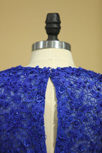 Load image into Gallery viewer, Hot V Neck Mother Of The Bride Dresses Dark Royal Blue Sweep Train With Ruffle Cap Sleeves