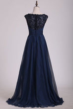 Load image into Gallery viewer, Off The Shoulder Evening Dresses A-Line Chiffon With Applique &amp; Beading