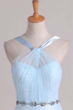 Load image into Gallery viewer, Tulle Straps Bridesmaid Dresses A Line With Ruffles And Beads Floor Length