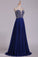 New Arrival Sweetheart Beaded Bodice Floor Length Chiffon A Line Prom Dresses Dark Royal Blue