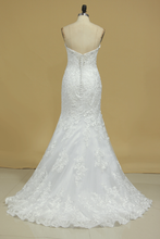 Load image into Gallery viewer, Sweetheart Wedding Dresses Mermaid Tulle With Applique And Beads Court Train