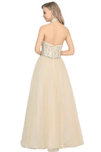 Load image into Gallery viewer, A-Line Halter Prom Dress Floor-Length Tulle With Beads&amp;Rhinestones
