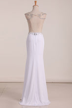Load image into Gallery viewer, Scoop Prom Dresses Beaded Bodice Sheath Spandex Open Back