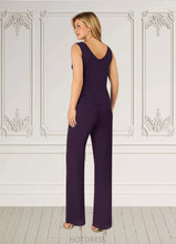 Load image into Gallery viewer, Lillian Sequins Lace Chiffon Pant Suit Plum P0019841