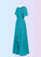 Violet A-Line Pleated Chiffon Floor-Length Dress P0019677