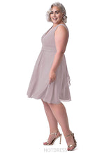 Load image into Gallery viewer, Willa Short Sleeves Natural Waist A-Line/Princess V-Neck Knee Length Bridesmaid Dresses