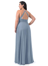 Load image into Gallery viewer, Una Floor Length A-Line/Princess Natural Waist Straps Sleeveless Bridesmaid Dresses
