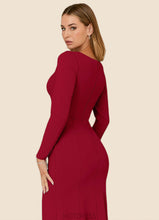 Load image into Gallery viewer, Matilda Sheath Long Sleeve Stretch Crepe Floor-Length Dress P0019819