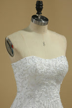 Load image into Gallery viewer, Mermaid Wedding Dresses Strapless Tulle With Beads And Embroidery Court Train