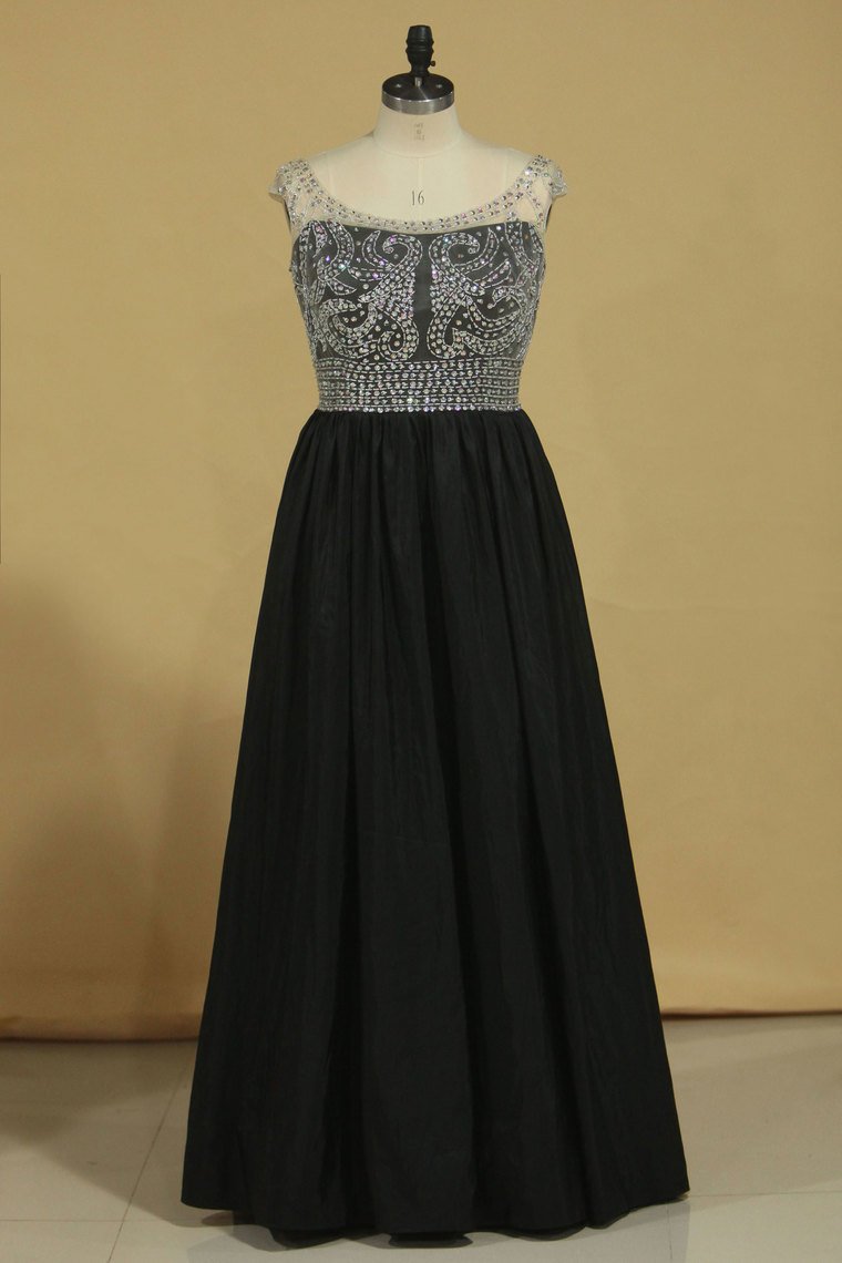 Open Back Off The Shoulder A Line Prom Dresses Taffeta With Beading