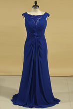 Load image into Gallery viewer, Sheath Bateau With Beads And Ruffles Mother Of The Bride Dresses Chiffon