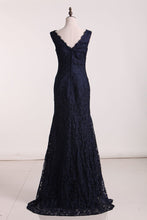 Load image into Gallery viewer, Evening Dresses V Neck With Beading Sweep Train Lace Open Back