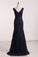 Evening Dresses V Neck With Beading Sweep Train Lace Open Back