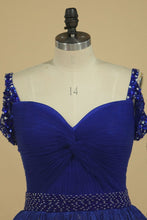 Load image into Gallery viewer, Straps A Line Homecoming Dresses Lace With Ruffles &amp; Beads