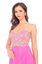 Load image into Gallery viewer, A Line Sweetheart Beaded Bodice Prom Dresses Chiffon Sweep Train