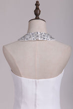 Load image into Gallery viewer, White Halter Bridesmaid Dresses With Beading Floor Length Chiffon