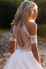 Load image into Gallery viewer, Sexy Lace Appliques High Neck Country Wedding Dresses, Beach Bridal Dresses SJS15528