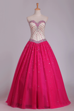Load image into Gallery viewer, Quinceanera Dresses Ball Gown Sweetheart Beaded Bodice Tulle Floor Length