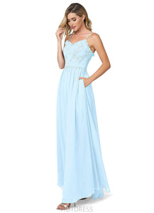 Valery Floor Length V-Neck Natural Waist Sleeveless A-Line/Princess Bridesmaid Dresses