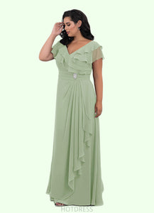 Kayley A-Line Ruched Chiffon Floor-Length Dress P0019830