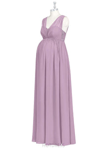 Christine V-Neck A-Line/Princess Natural Waist Floor Length Sleeveless Bridesmaid Dresses