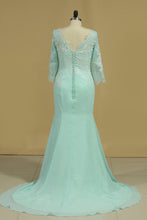 Load image into Gallery viewer, V Neck 3/4 Length Sleeves Mother Of The Bride Dresses Chiffon With Applique