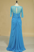Load image into Gallery viewer, Mid-Length Sleeves Chiffon Mother Of The Bride Dresses With Beads Royal Blue