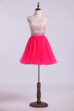 Load image into Gallery viewer, Sweetheart Homecoming Dresses A-Line Beaded Bodice Tulle
