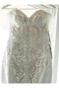 Off Shoulder Lace Appliques Mermaid Wedding Dress With SJSPARQXA2C