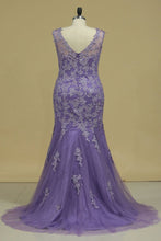 Load image into Gallery viewer, New Arrival Scoop Mother Of The Bride Dresses With Applique And Beads Mermaid Tulle