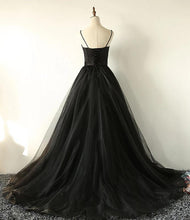 Load image into Gallery viewer, Charming Black Spaghetti Straps Sweetheart Tulle Evening Dresses, Formal SJS20398