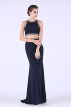 Load image into Gallery viewer, Two-Piece Scoop Spandex With Beading Mermaid Prom Dresses