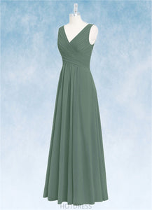 Shirley A-Line Pleated Chiffon Floor-Length Dress P0019699