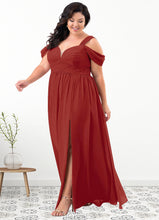 Load image into Gallery viewer, Kara A-Line Off the Shoulder Chiffon Floor-Length Dress P0019602