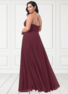 Persis A-Line Lace Chiffon Floor-Length Dress P0019641