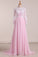 Open Back Scoop Chiffon With Applique And Slit Prom Dresses A Line Sweep Train