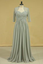 Load image into Gallery viewer, Plus Size Sweetheart A Line Mother Of The Bride Dresses With Ruffles Chiffon Floor Length