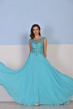 Load image into Gallery viewer, Chiffon Scoop A Line With Beading Sweep Train Prom Dresses
