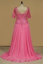 Load image into Gallery viewer, Bateau A Line Open Back Mother Of The Bridal Dresses Floor-Length Chiffon