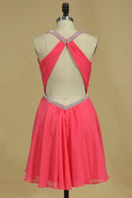 Load image into Gallery viewer, Halter A Line Short/Mini Homecoming Dresses Chiffon With Beads And Ruffles