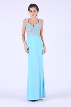 Load image into Gallery viewer, Mermaid Prom Dresses Straps Spandex With Beading Zipper Up