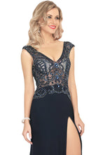 Load image into Gallery viewer, Mermaid V Neck Prom Dresses With Beads&amp;Rhinestones