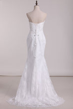 Load image into Gallery viewer, Wedding Dresses Sweetheart Lace With Applique And Beads Mermaid Court Train Detachable