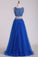 Two Pieces Bateau Prom Dress Beaded Bodice A Line Tulle Floor Length