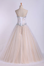 Load image into Gallery viewer, Quinceanera Dresses Sweetheart Beaded Neckline And Waistline Ball Gown Floor-Length Tulle&amp;Lace
